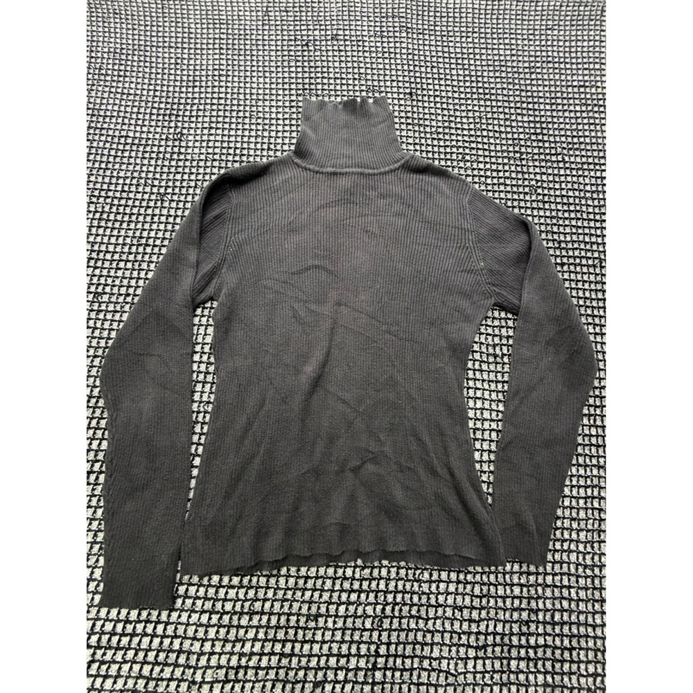 Casual Corner Turtleneck Sweater Women Large Black Ribbed Knit Cotton